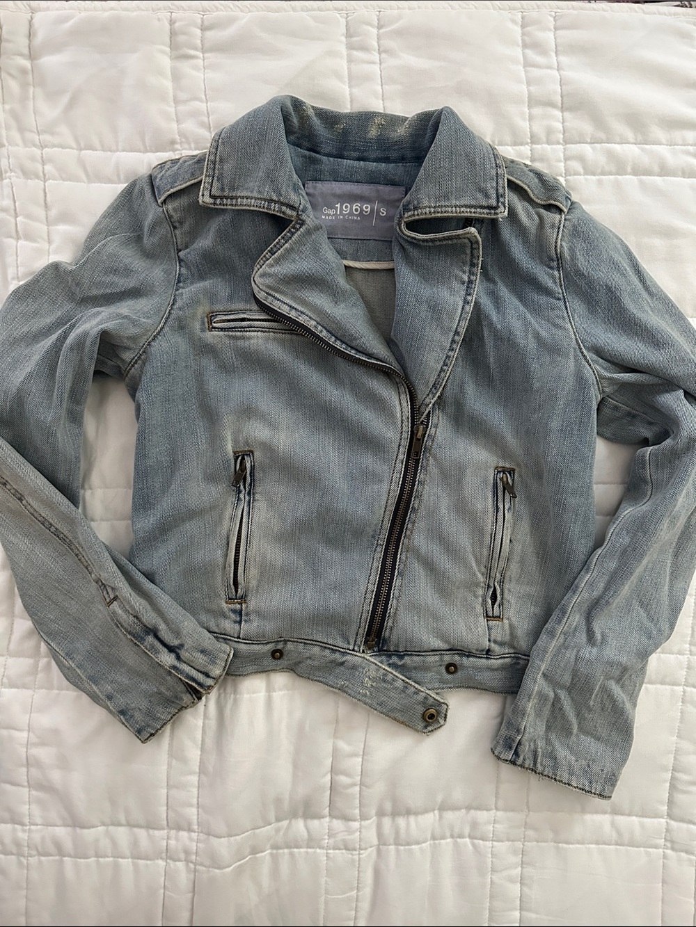 GAP Motorcycle-Style Denim Jacket Sz S